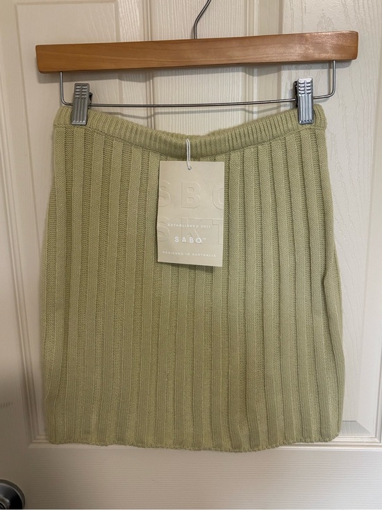 SABO Dresses & Skirts - SABO Skirt Ribbed Knit Mini Skirt XS Sage Green Australian Boutique summer skirt